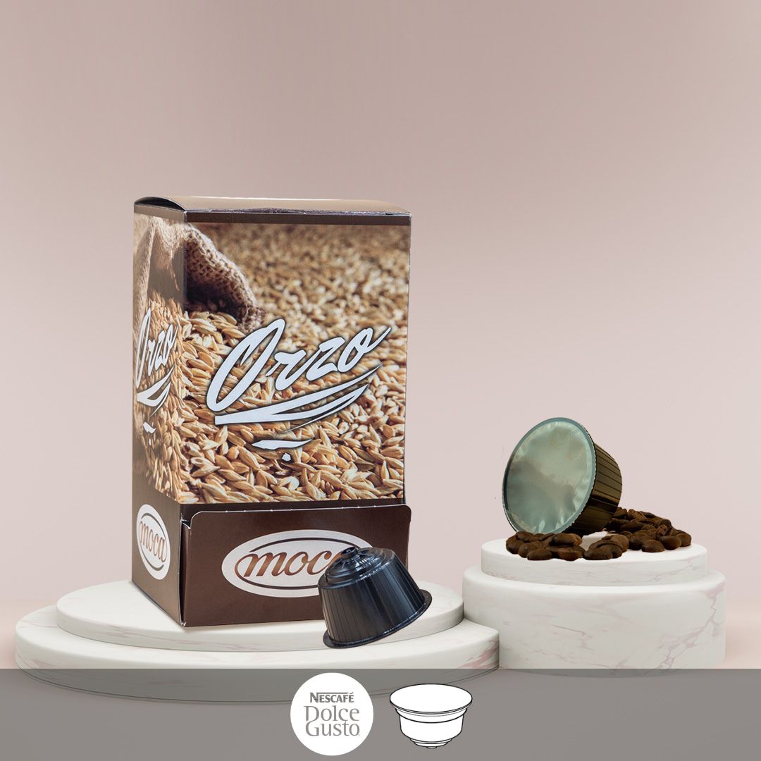 Moca Coffee Capsules - Compatible with Nescafé Dolce Gusto - Decaffeinated Coffee + Barley