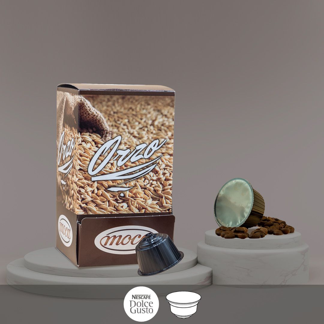 Moca Coffee Capsules - Compatible with Nescafé Dolce Gusto - Decaffeinated Coffee + Barley