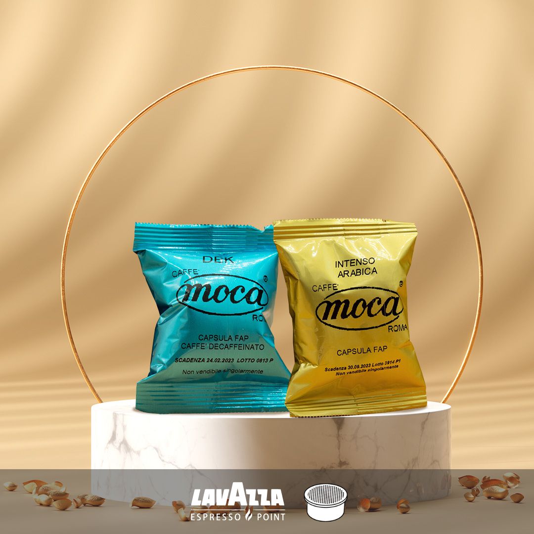 Moca Coffee Capsules - FAP Espresso Point compatible, Decaf + Intenso