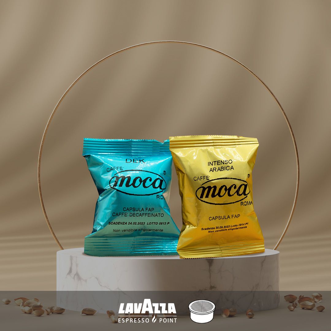 Moca Coffee Capsules - FAP Espresso Point compatible, Decaf + Intenso