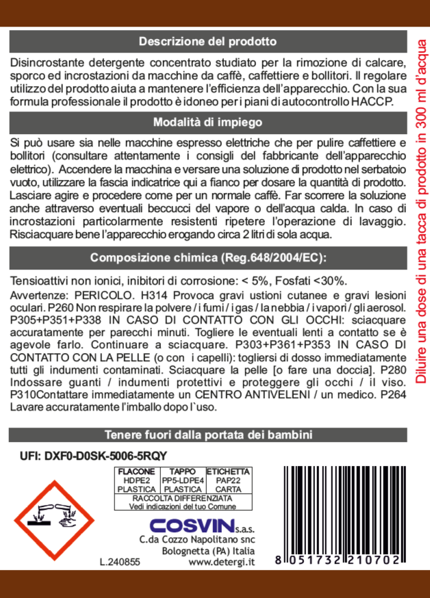 Detergente anticalcare MOCA per macchinette