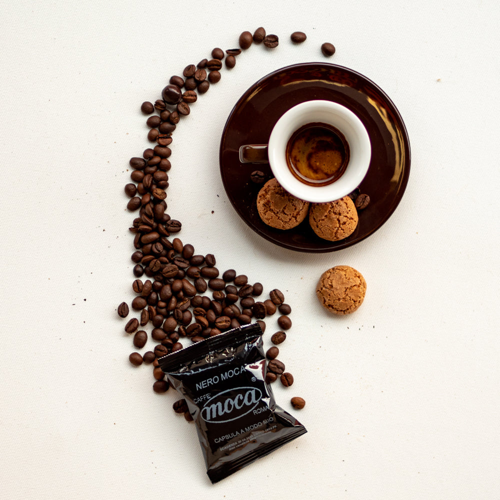 Capsule Caffè Moca - Compatibili A Modo Mio - Miscela 100% Robusta Nero - 96 pz