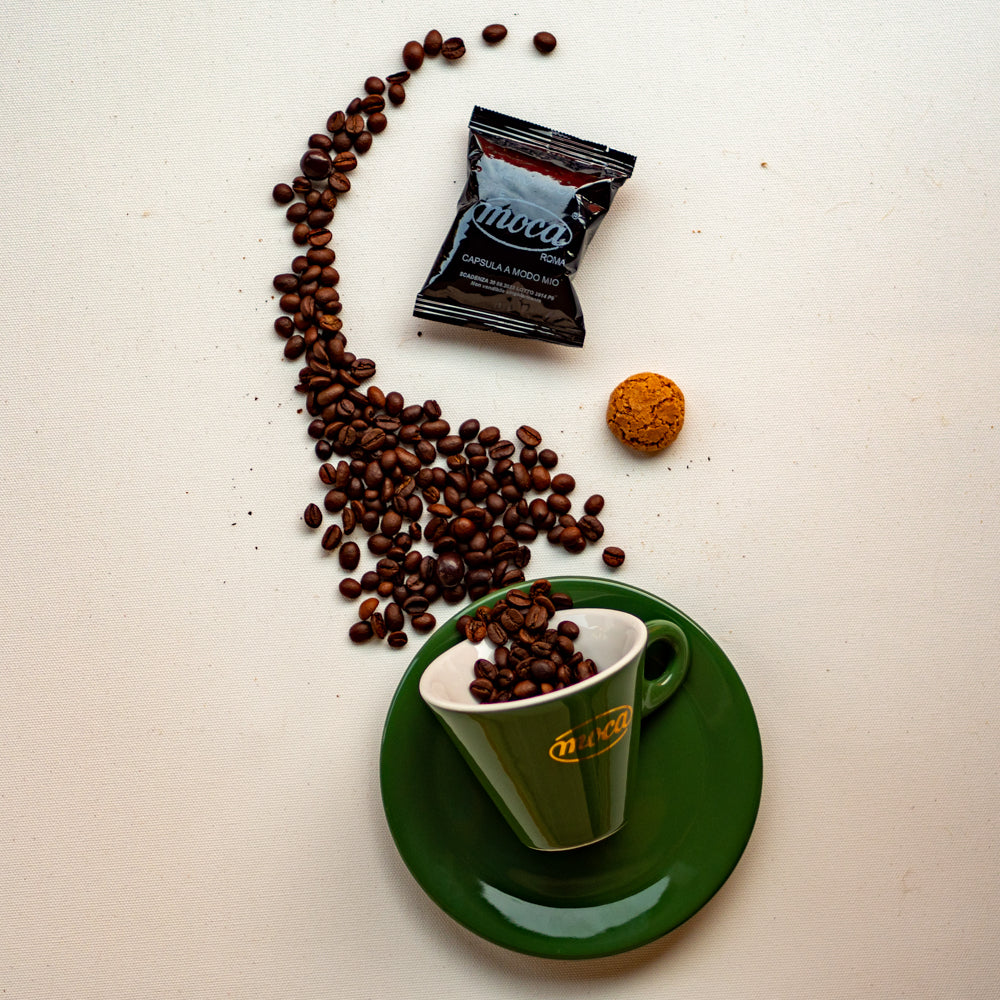 Capsule Caffè Moca - Compatibili A Modo Mio - Miscela 100% Robusta - Nero - 48