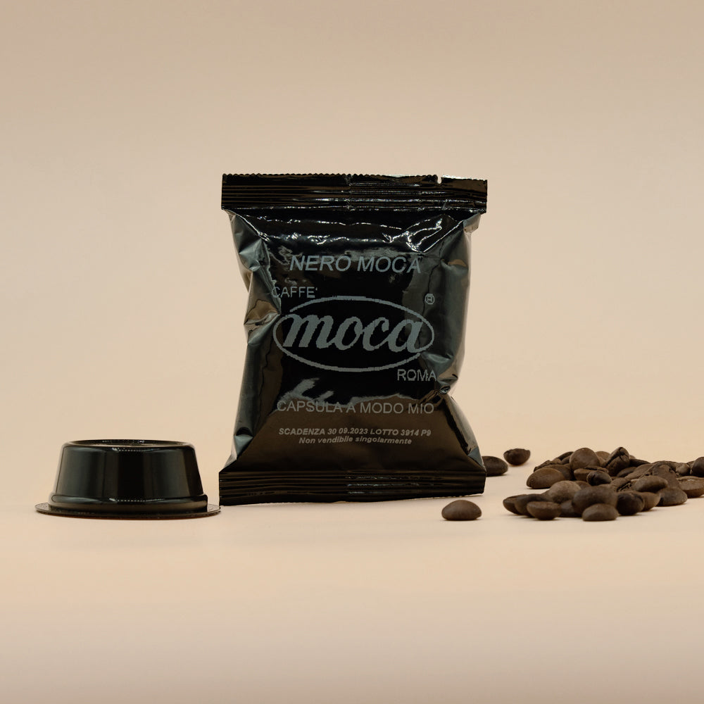 Capsule Caffè Moca - Compatibili A Modo Mio - Miscela 100% Robusta Nero - 96 pz