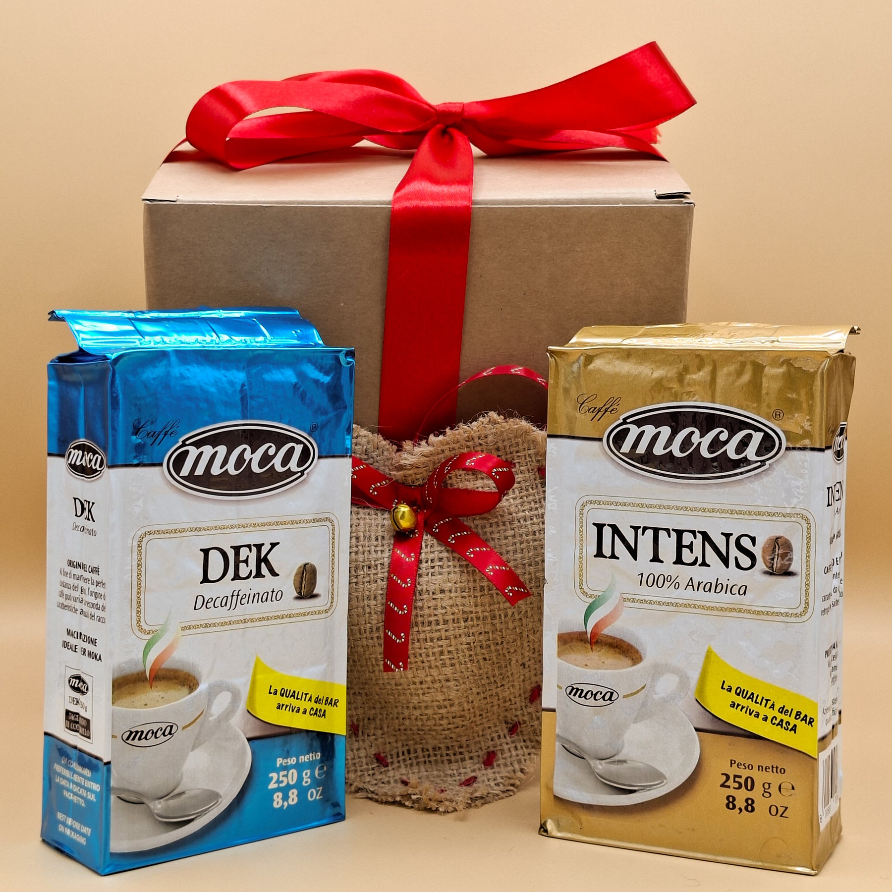 BOX natalizia con caffè Dek ed Intenso + decorazione artigianale