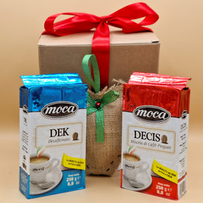 BOX natalizia con caffè Dek e Deciso + decorazione artigianale