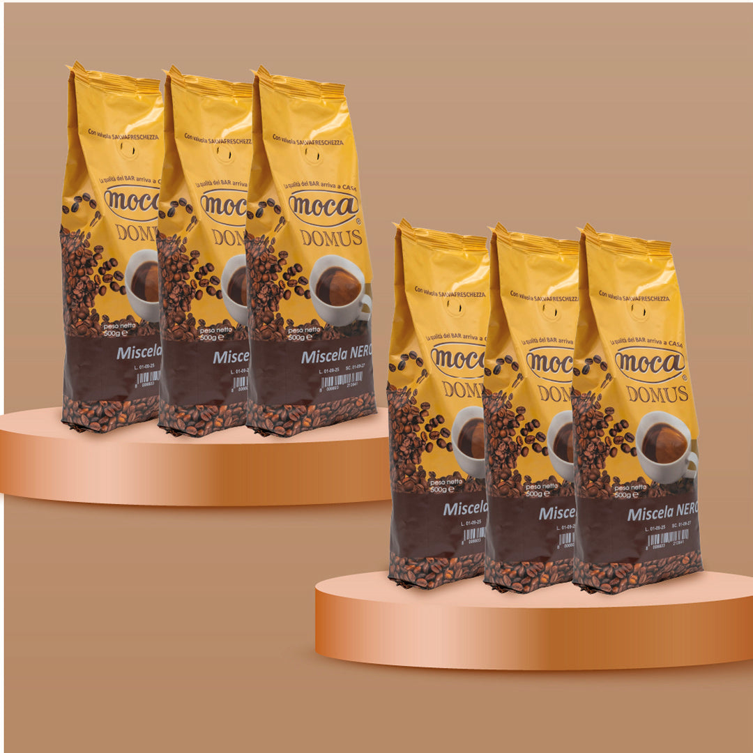 Caffè in grani Moca confezione FAMIGLIA - Nero - 6x500g