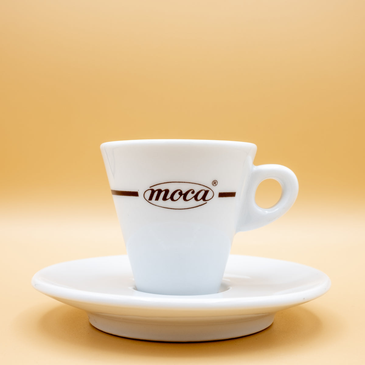 Set of 6 coffee cups + saucers, Mocha design.