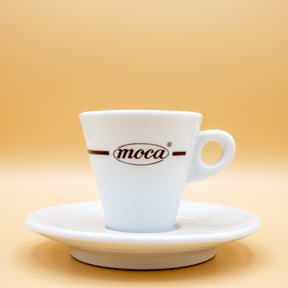 Set of 6 coffee cups + saucers, Mocha design.