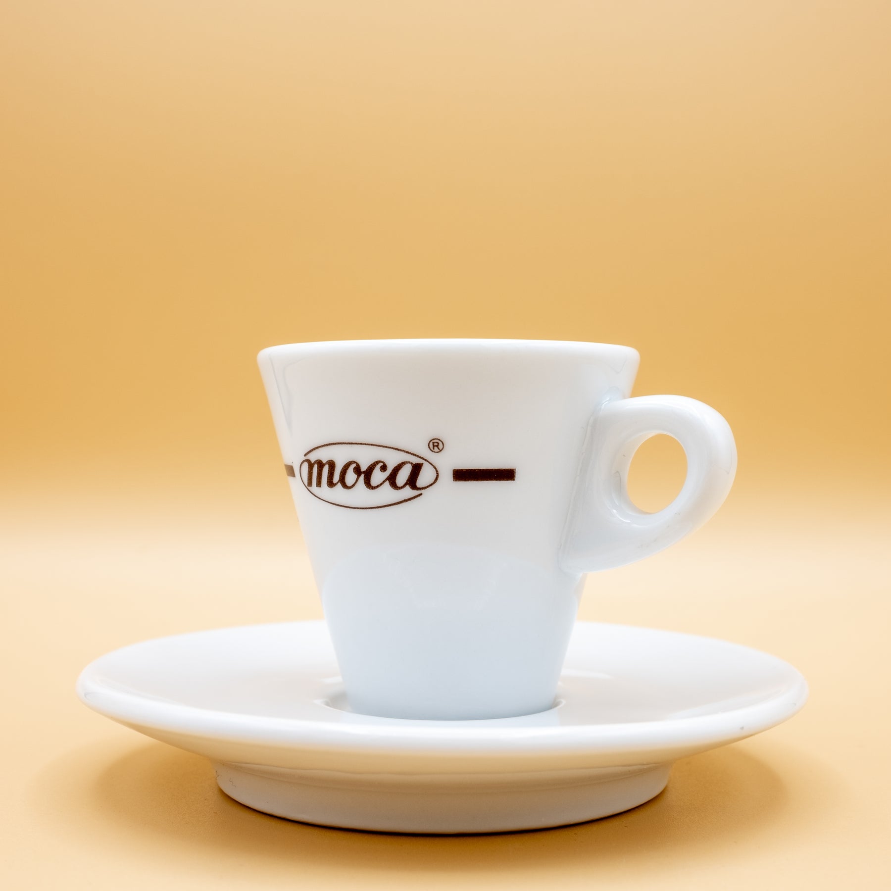 Set of 6 coffee cups + saucers, Mocha design.