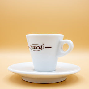 Set of 6 coffee cups + saucers, Mocha design.
