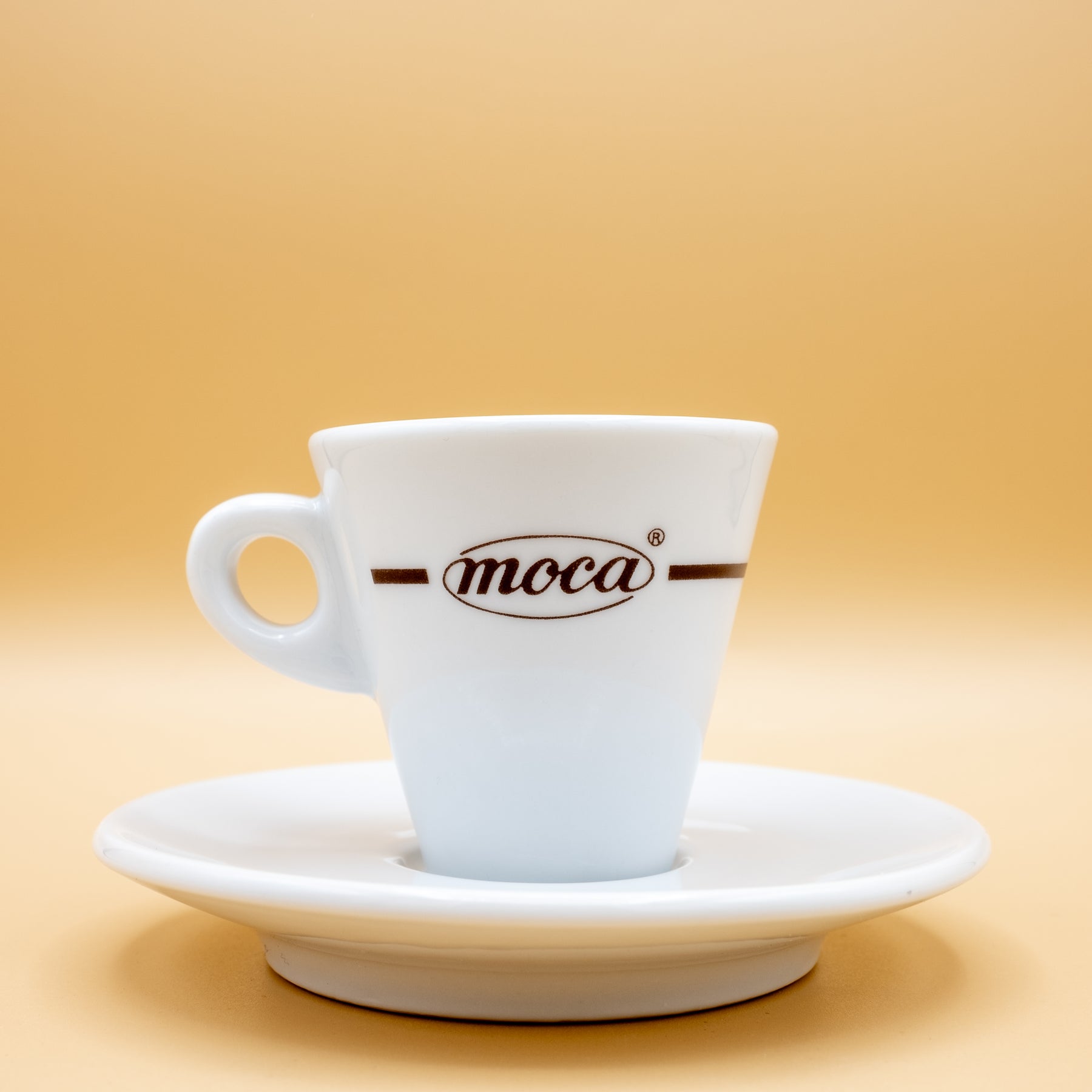 Set of 6 coffee cups + saucers, Mocha design.