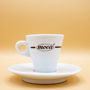 Set of 6 coffee cups + saucers, Mocha design.