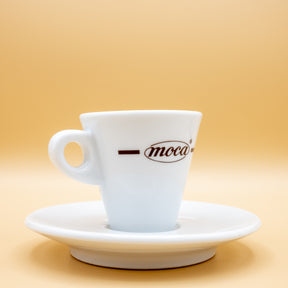 Set of 6 coffee cups + saucers, Mocha design.