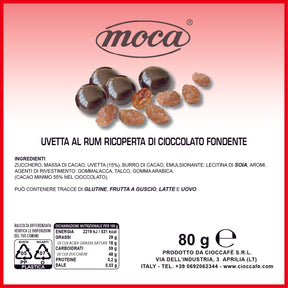 Bolero Moca - Uvetta al rum ricoperta di cioccolato fondente confezionata singolarmente 80 g.