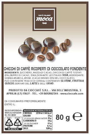 Cioccaffè Moca - Chicchi ricoperti di cioccolato fondente confezionati singolarmente 80 g.