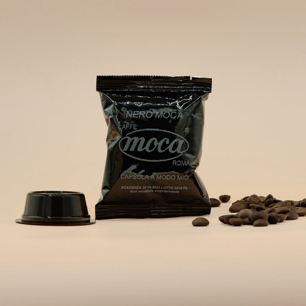 Mocha Coffee Capsules - Lavazza A Modo Mio Compatible - 100% Robusta Blend - Black - 50pcs 
