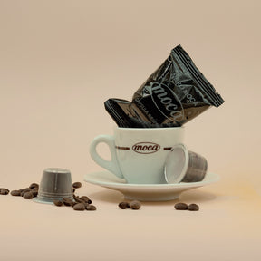 Moca 咖啡胶囊 - 兼容 Nespresso - 100% 罗布斯塔黑色混合 - 50 件
