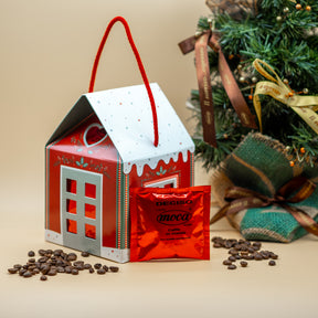 Casetta natalizia con 20 cialde ESE 44 mm di caffè in Carta Filtro Compostabile