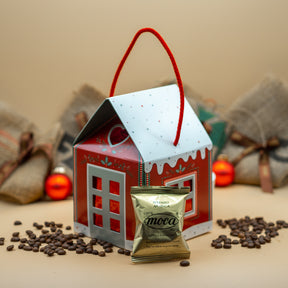 Casetta natalizia con 12 capsule di caffè - Compatibili A Modo Mio