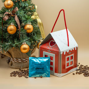 Casetta natalizia con 20 cialde ESE 44 mm di caffè in Carta Filtro Compostabile