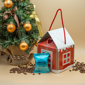 Casetta natalizia con 12 capsule di caffè - Compatibili A Modo Mio