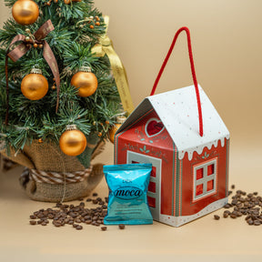 Casetta natalizia con 12capsule di caffè - Compatibili A Modo Mio