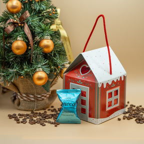 Casetta natalizia con 12 capsule di caffè - Compatibili Nespresso