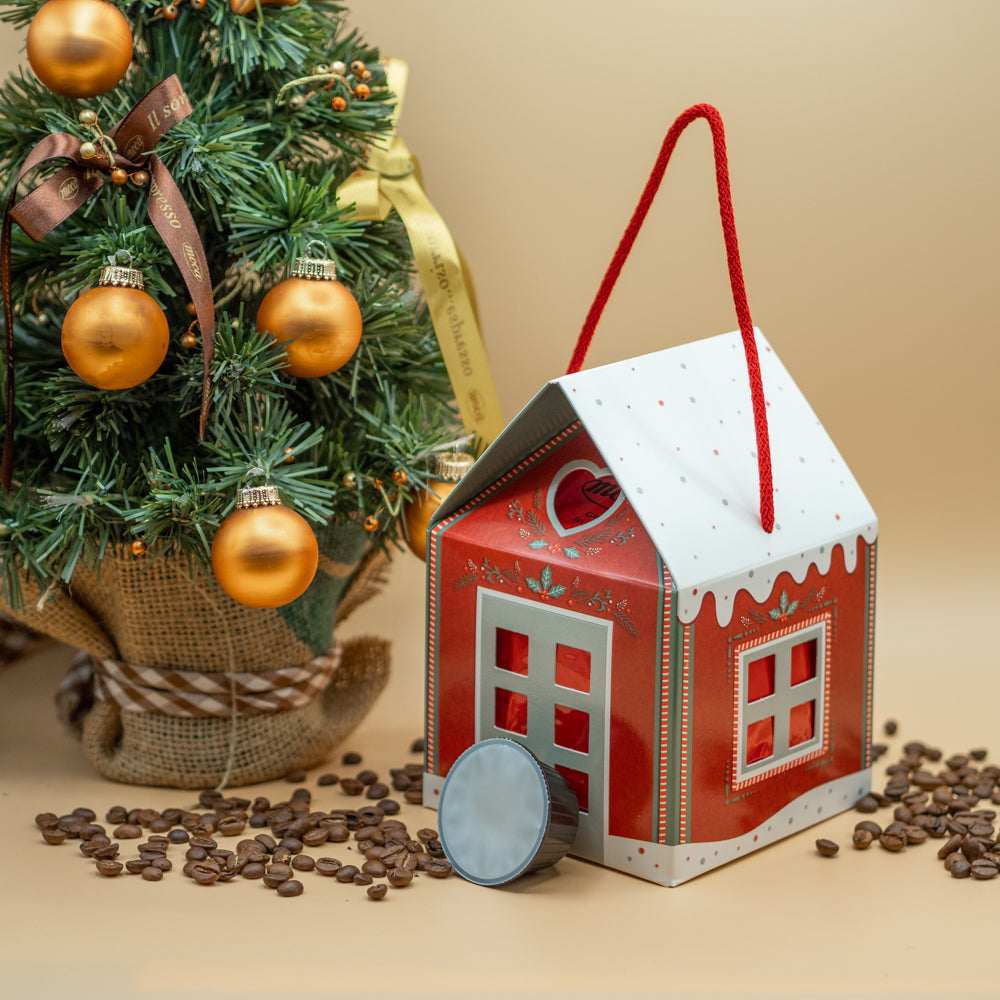 Casetta natalizia con 10 capsule di caffè - Compatibili Nescafè Dolce Gusto