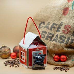 Casetta natalizia con 12capsule di caffè - Compatibili A Modo Mio