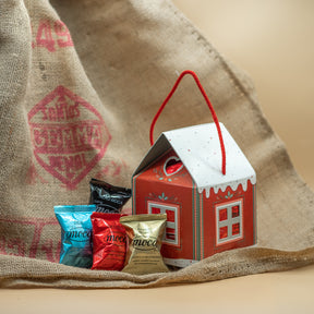 Casetta natalizia con 12 capsule di caffè - Compatibili Nespresso